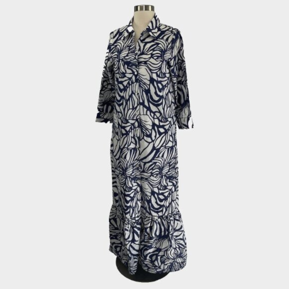 La Plage Dresses & Skirts - La Plage NWT Womens S Blue Leaf Maxi Shirt Dress